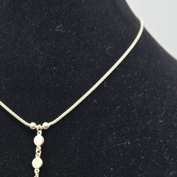 Vintage Italian 925 Sterling Silver Rope Chain Neclace 3 Circle Dangle Pendant - Picture 5 of 8